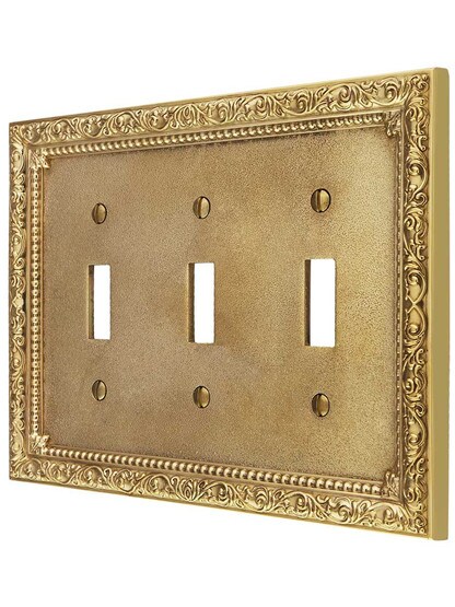 Floral Victorian Triple Gang Toggle Switch Plate.